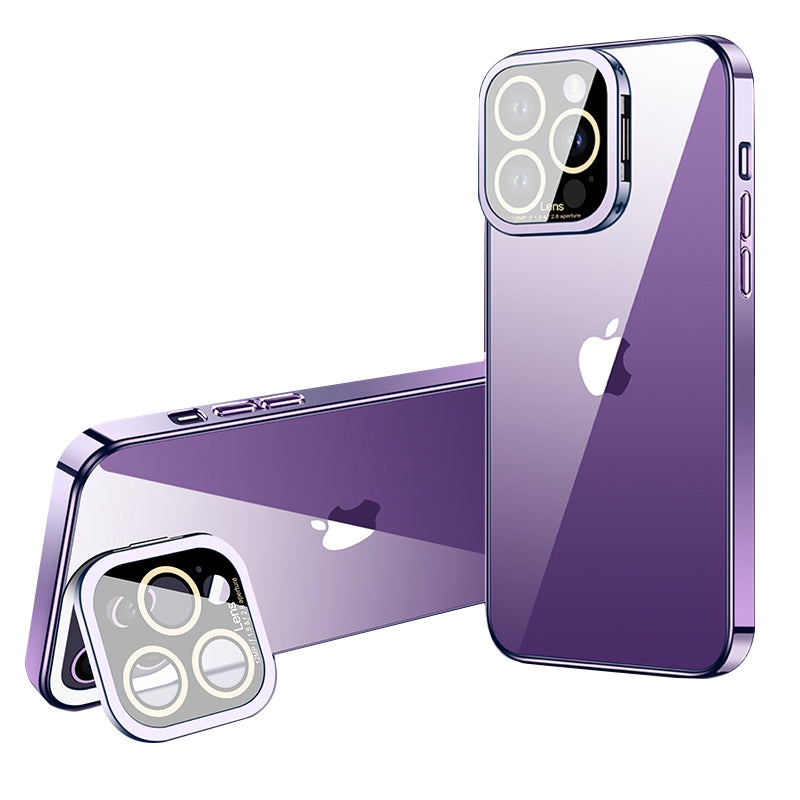 VOERO pro iPhone 13 Pro Max Glass Camera Film Stojánek na telefon Pouzdro na galvanické pokovování TPU VOERO pro iPhone 13 Pro Max Glass Camera Film Stojánek na telefon Pouzdro na galvanické pokovování TPU